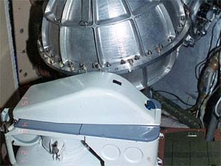 Port side of Kvant module showing the gyrodyne and waste management system.